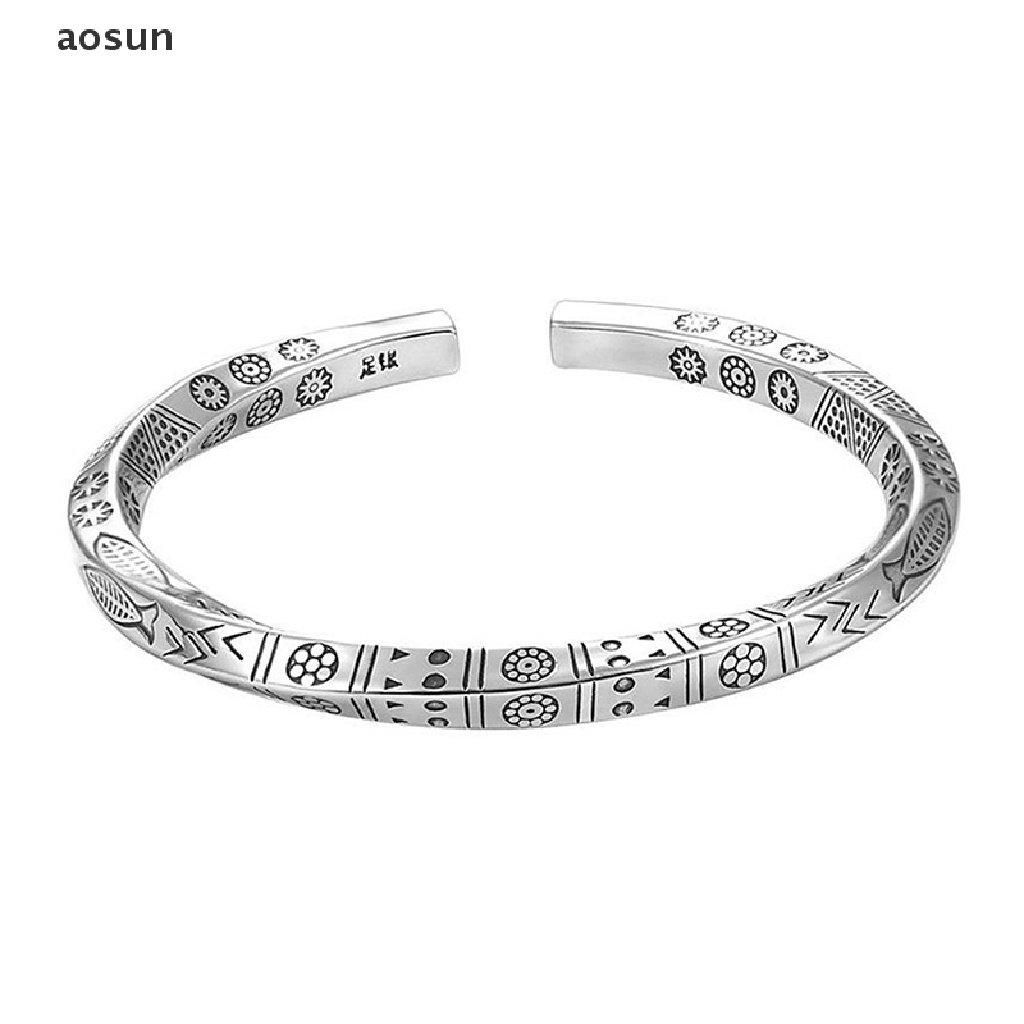 Aosun Vòng Tay Dạng Xoắn Bằng Thép Không Gỉ Phong Cách Mobius Cổ Điển Cho Nam Và Nữ