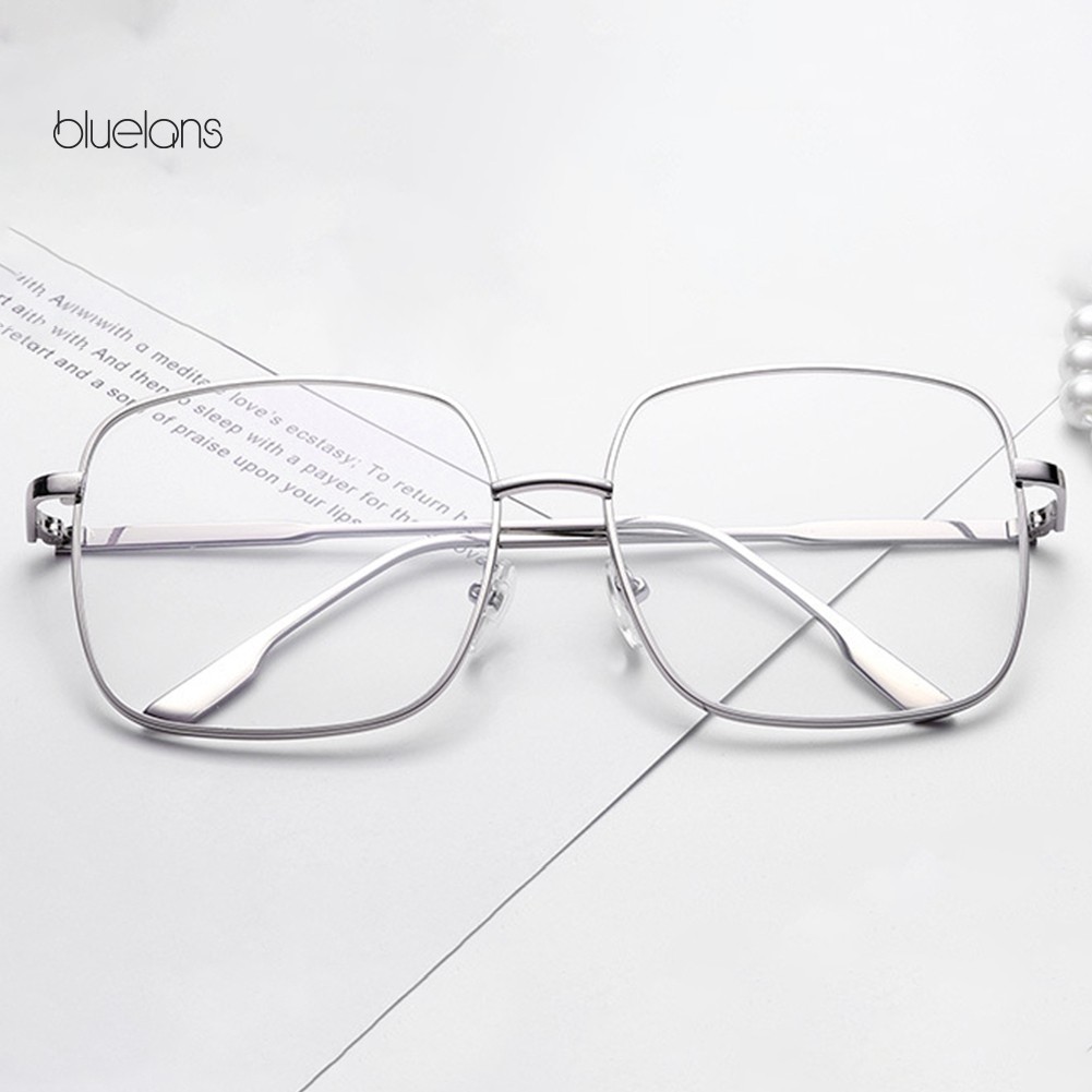 bluelans♘Fashion Unisex Square Metal Myopia Frame Glasses Anti-blue Eyewear Spectacles