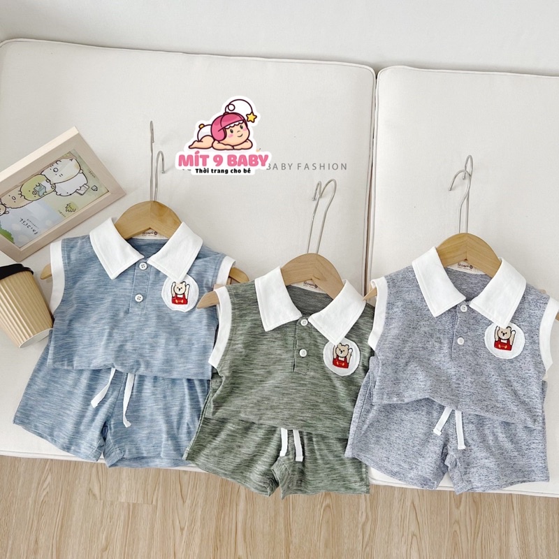 Bộ quần áo sát nách ba lỗ cho bé trai Fbaby chất cotton cổ polo bé trai mát lạnh khỏe khoắn