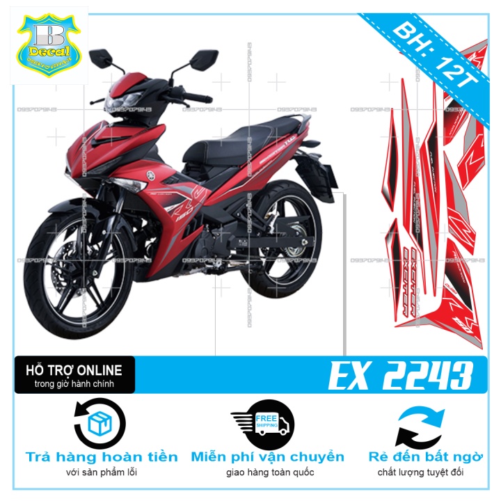 TEM RỜI EX 150 MXKING DÁN XE ĐỎ 2243