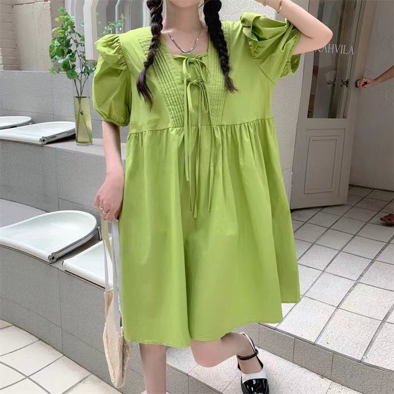 Đầm Cổ Vuông Tay Ngắn Dáng Rộng Thiết Kế Mới Thời Trang Mùa Hè Cho Nữ 2022