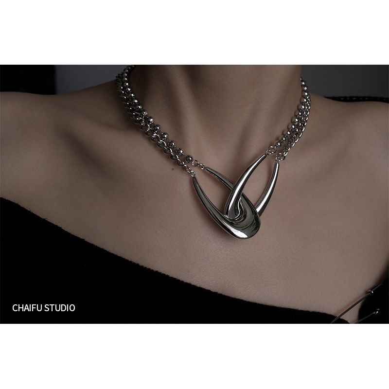 ♣Dây Chuyền Sợi Xích Đôi Phối Khuyên Đôi Phong Cách Hip Hop Thời Trang Chất Lượng Cao 2021