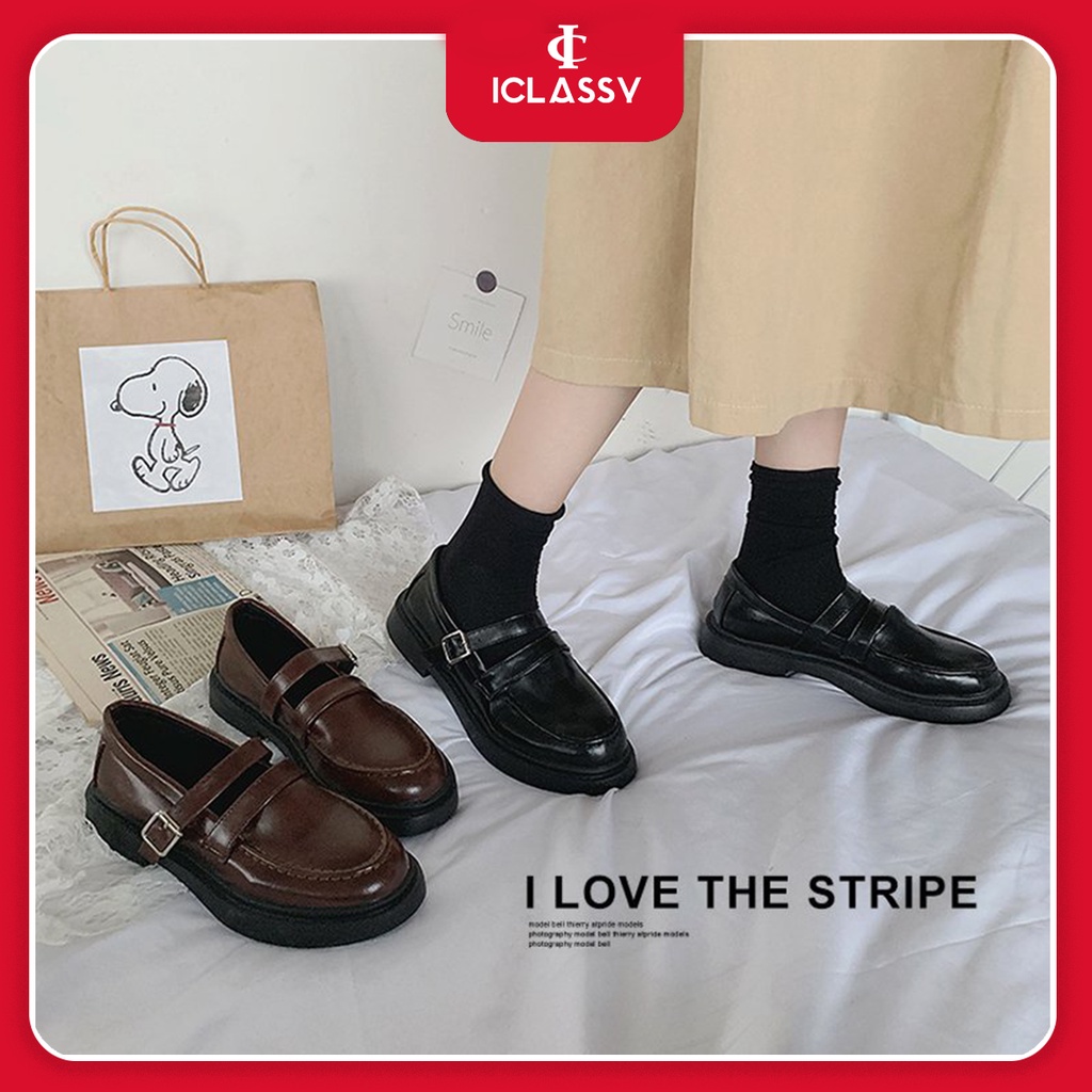 Giày Búp Bê Nữ Ulzzang Vintagae, Giày Lolita Mary Jane Có Quai Đế Cao Su 3cm Phong Cách Retro, Hàn Quốc - Iclassy_shoes