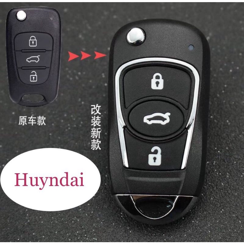 Vỏ chìa khoá độ gập xe Huyndai Accent , I30 , Elantra 3 nút ( mẫu mới )