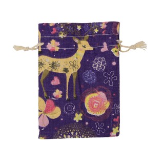 Combo 5 cái túi vải bố dây rút con hươu màu tím kích thước 10x14cm - doramimi