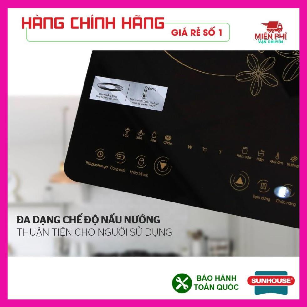 Bếp điện từ cảm ứng sunhouse SHD6800, bếp điện từ đơn Sunhouse công suất 2000W kính chịu lực siêu bền.