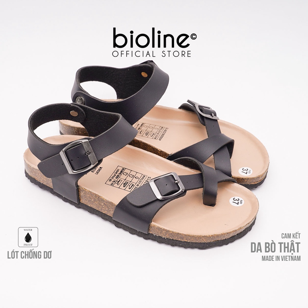DK14-LÓT CHỐNG NƯỚC-Giày sandal đế trấu Birken da bò thật nam nữ, dép xăng đan công sở, dép đế trấu Bioline D14
