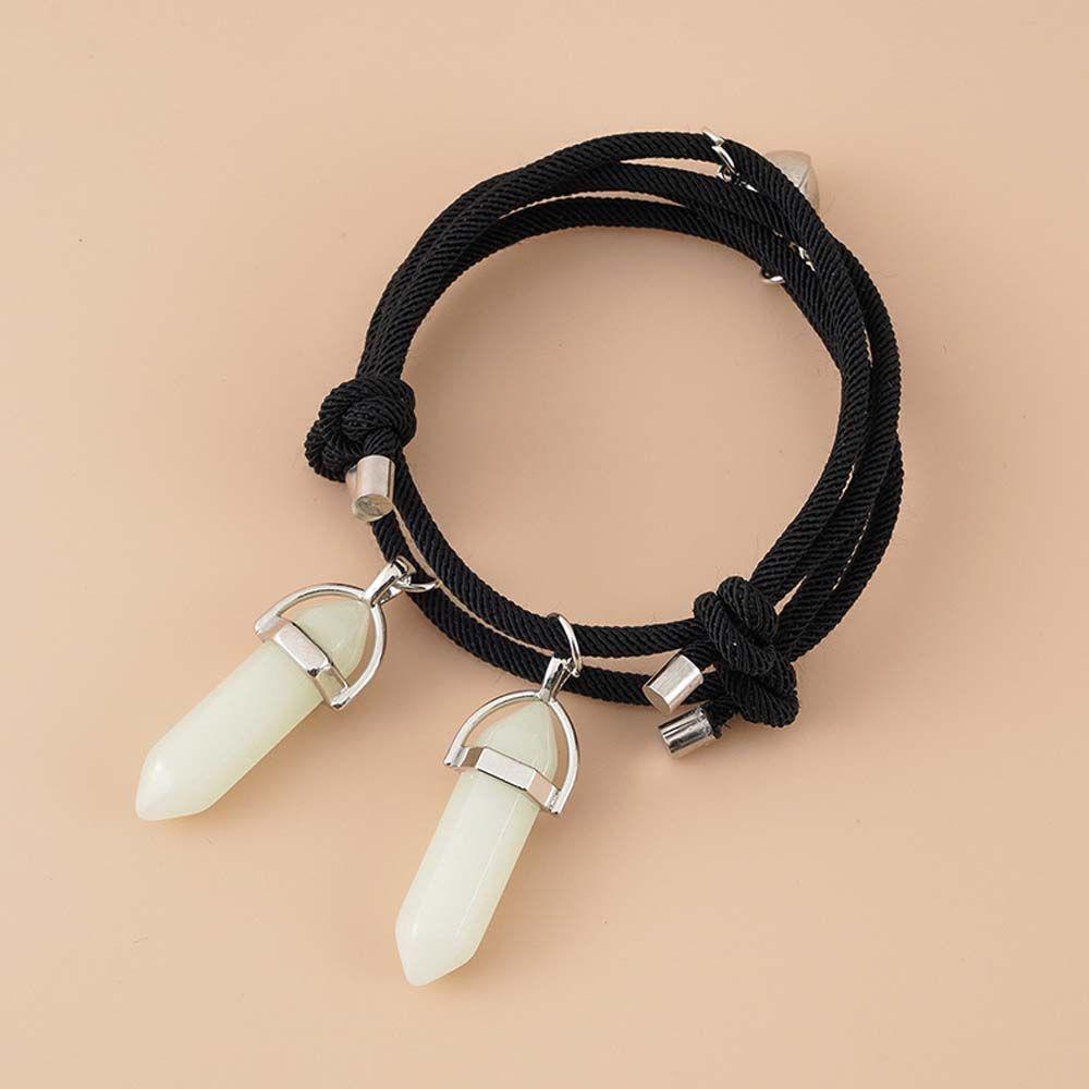 Set 2 Vòng Tay Mặt Hình Trái Tim Lục Giác Phát Sáng Phong Cách Hàn Quốc Dành Cho Bạn Thân