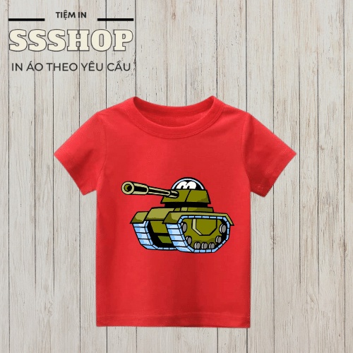 Áo thun bé trai và bé gái in hình hoạt hình Xe Tăng bé siêu cute, chất liệu cotton thoáng mát SSSHOP