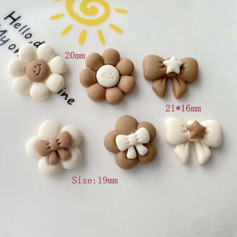 10pcs Phụ Kiện Trang Trí Ốp Điện Thoại Bằng Nhựa Hình Hoa Thắt Nơ Diy