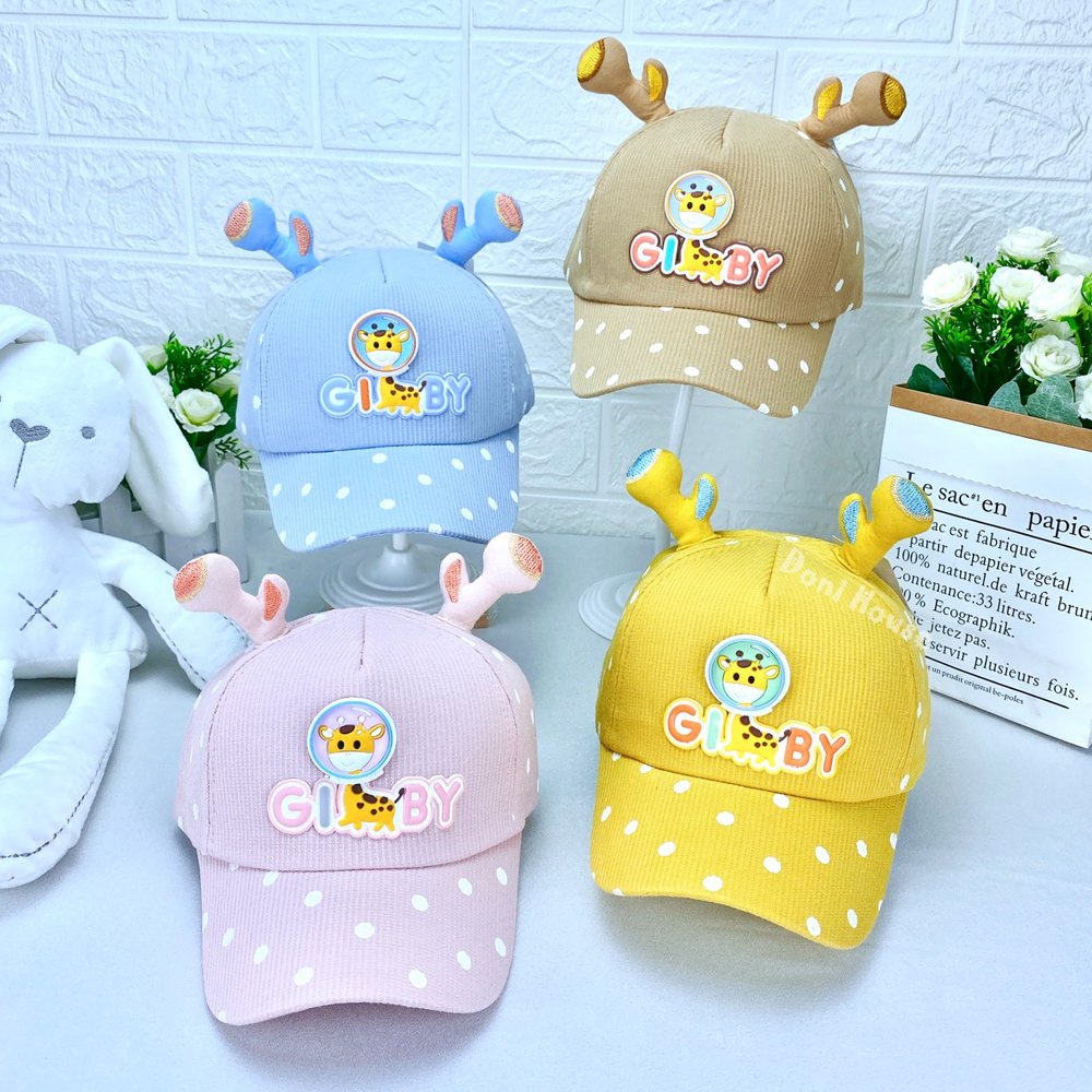 [Bé 2-4 tuổi] Nón Kết Mũ Lưỡi Trai Cho Bé Gái Từ 2 3 4 Tuổi Màu Vàng Hồng Xanh Dương Nâu Vòng Đầu 50cm NK277 - Doni Hous