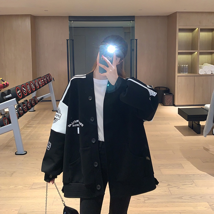 Áo cardigan in logo chữ brcon- Áo Khoác Nỉ Unisex Dáng Rộng Phong Cách Hàn Quốc