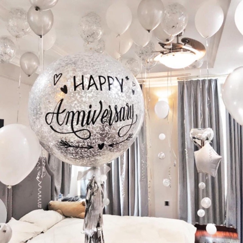 (Giảm Giá) BỘ BÓNG BAY TRANG TRÍ PHÒNG CƯỚI HAPPY WEDDING TÔNG HỒNG CÓ BÓNG TO IN TÊN CÔ DÂU - CHÚ RỂ PCC09