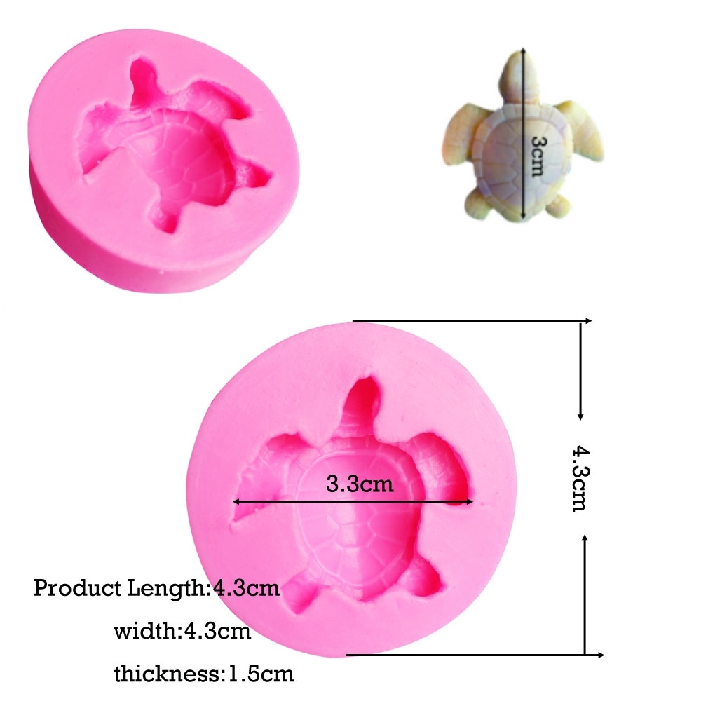 Khuôn silicone tạo hình chú rùa 3D làm xà phòng bánh kẹo