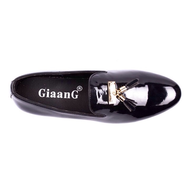 Giày Lười Nam Đẹp Đế Khâu Chuông Vàng Da Bóng Màu Đen Phong Cách Hàn Quốc - M124-BONG (V)