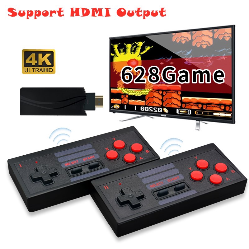 Máy chơi game 4 nút RS65 HDMI tay cầm không dây tích hợp 628 game