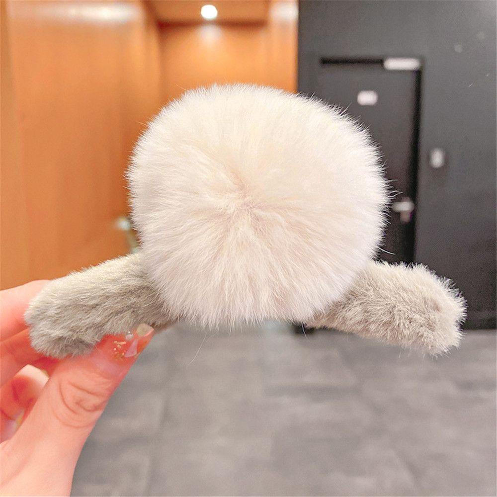 Kẹp Tóc Càng Cua Phủ Lông Dễ Thương Hợp Mùa Đông