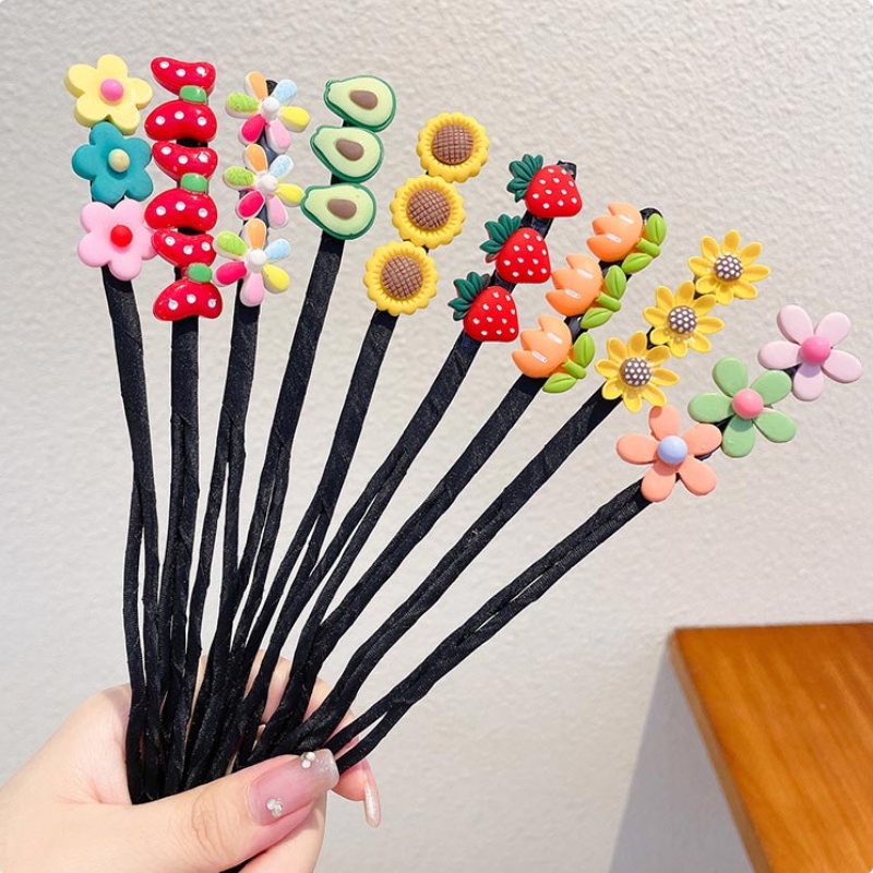 Kẹp Tóc Đuôi Ngựa Đính Hoa Dễ Thương Cho Bé Gái