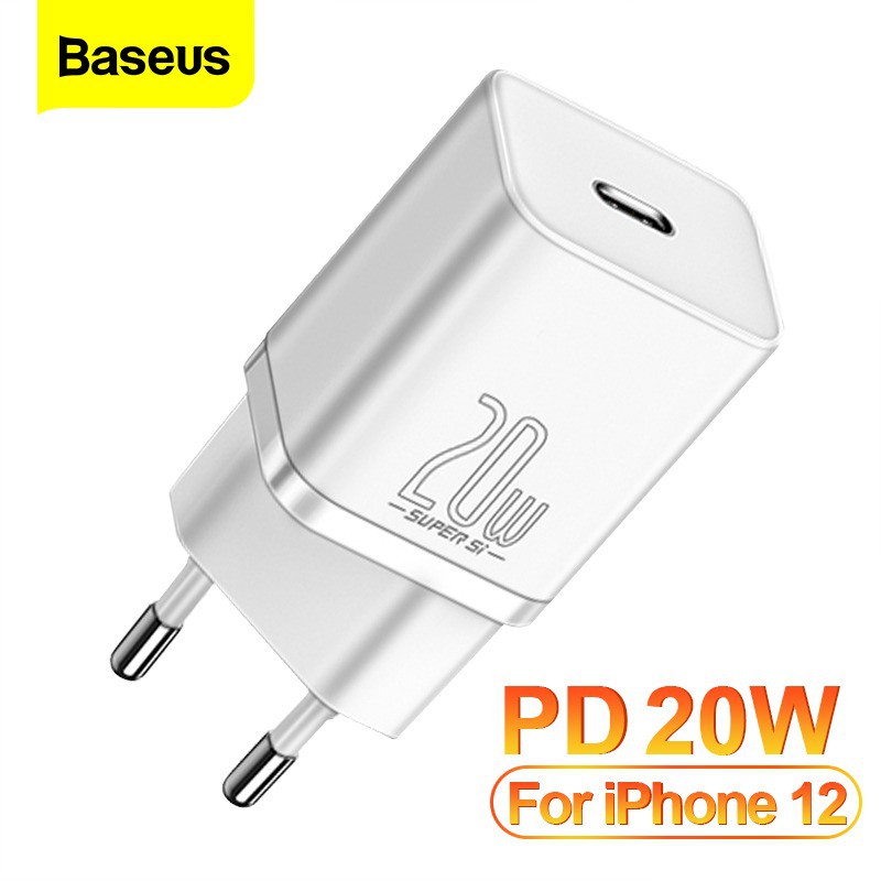 Bộ sạc nhanh 20W USB Type C Baseus Super SI Quick Charger QC3.0 cho iPhone 12 (1C, 20W, Chân dẹt)