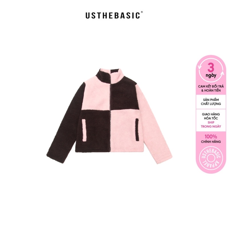 Usthebasic - Áo khoác lông Checkerboard Sherpa Jacet