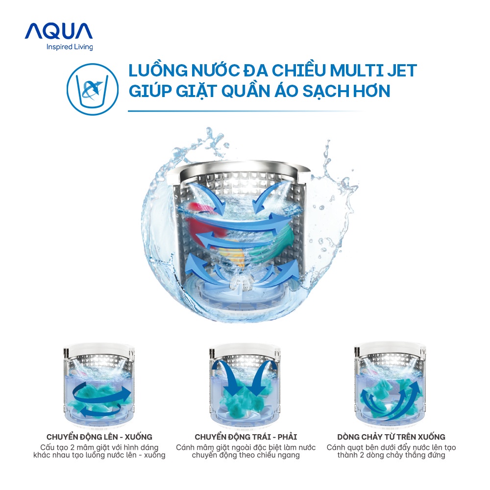 Máy giặt cửa trên 10kg Aqua AQW-S100HT.S - Hàng chính hãng - Miễn phí lắp đặt