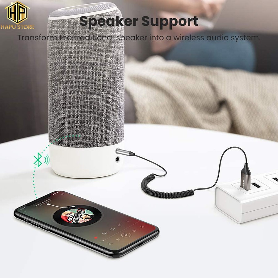 Bộ thu Bluetooth 5.0 Ugreen 70601 tích hợp mic đàm thoại chính hãng - Hapustore