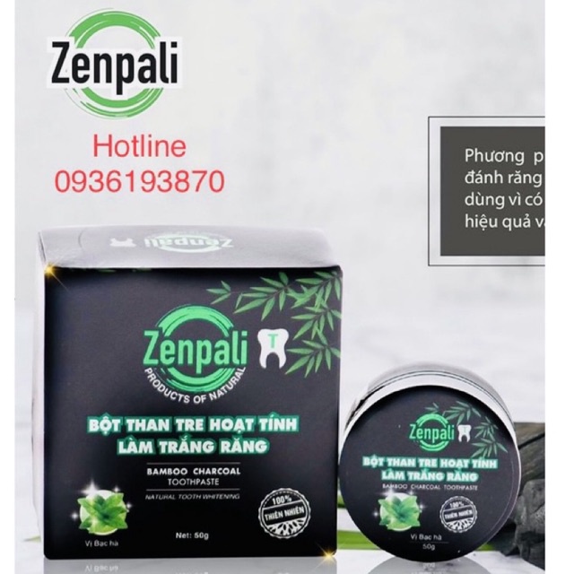 ZENPALI BỘT THAN TRE HOẠT TÍNH LÀM TRẮNG RĂNG  [CHÍNH HÃNG] ❤️ ZENPALI HƠI THỞ THƠM MÁT TRẮNG RĂNG