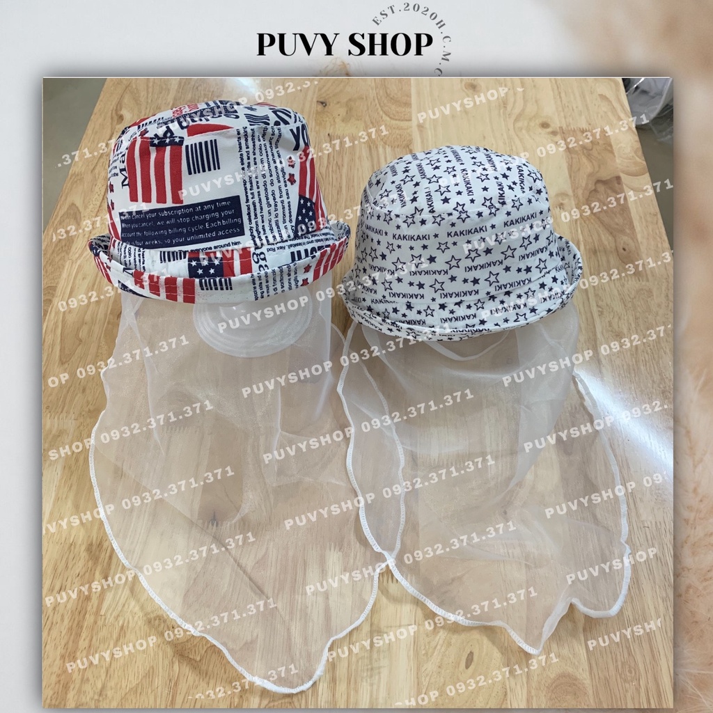 Nón cho bé sơ sinh có khăn voan Ngôi sao trắng- mũ trẻ em