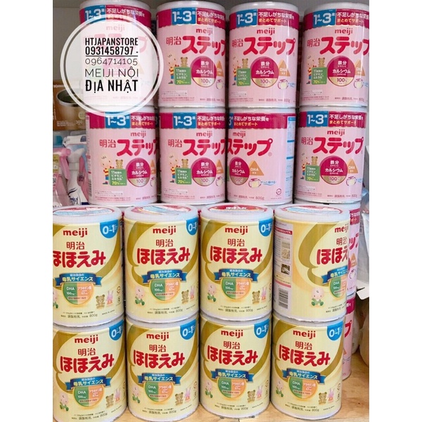 Sữa meiji lon 800gr nội địa Nhật cho bé 0-1 và 1-3 mẫu mới
