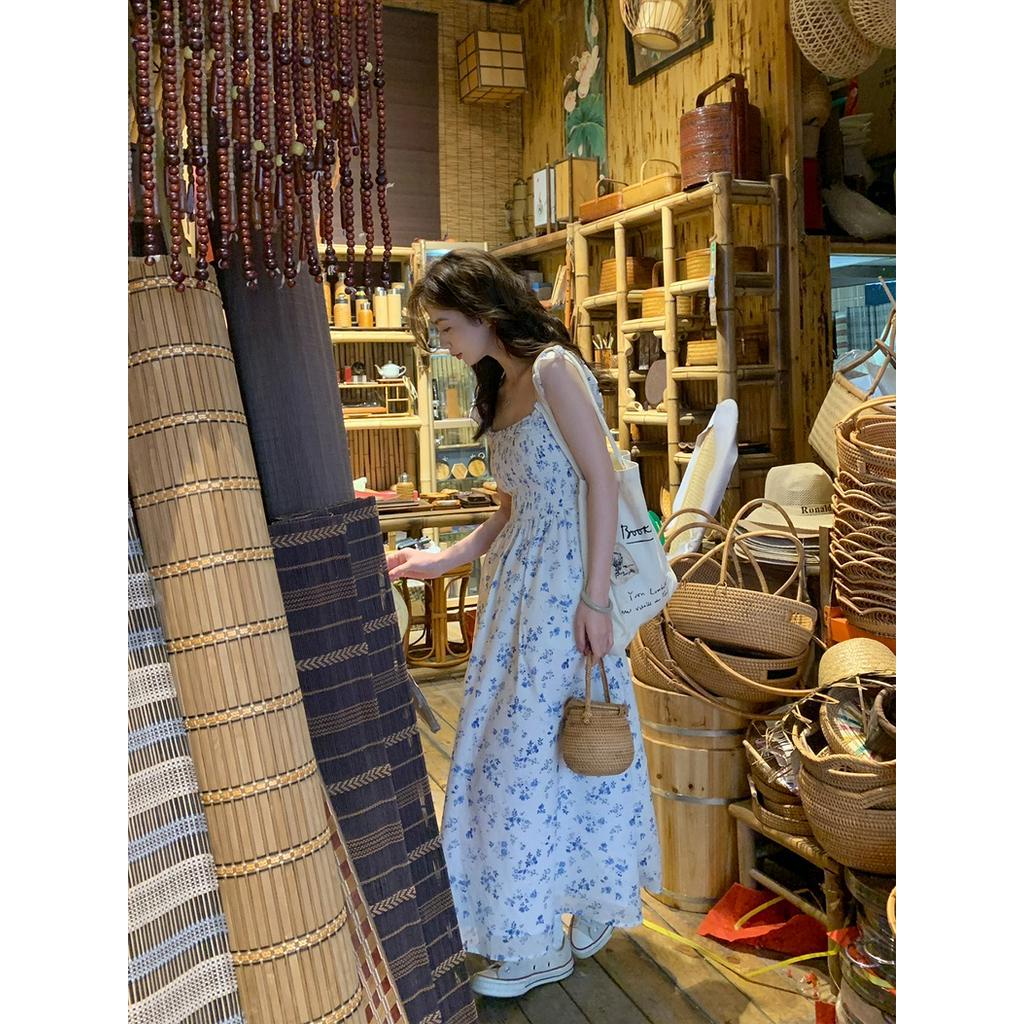 61672 Đầm Hai Dây Hoa Mùa Hè