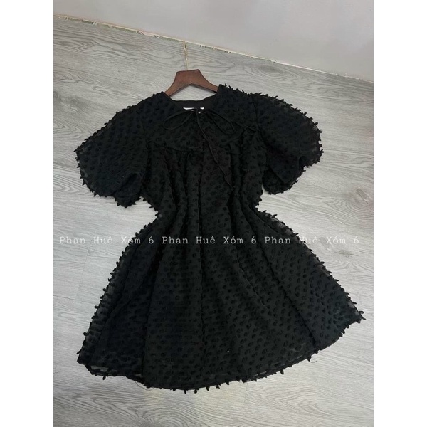 Đầm bông suông babydoll tay bồng