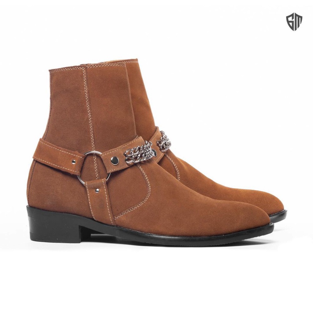 Giày Harness Boots nam chất liệu da bò nguyên tấm thời trang phong cách | BigBuy360 - bigbuy360.vn