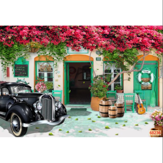 Tranh 3D dán trang trí quán cafe,trà sữa