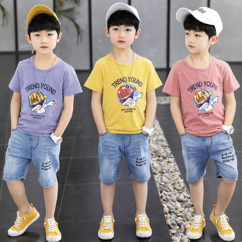 Set Quần Short Jean Áo Thun Phong Cách Cá Tính