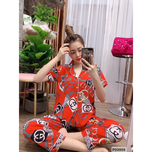 Bộ Pijama họa tiết caro tay cộc