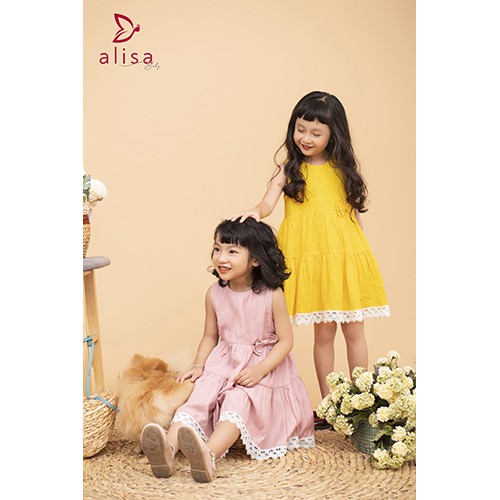 Alisa_Đầm bèo 2 tầng nhún có viền ren_Hồng