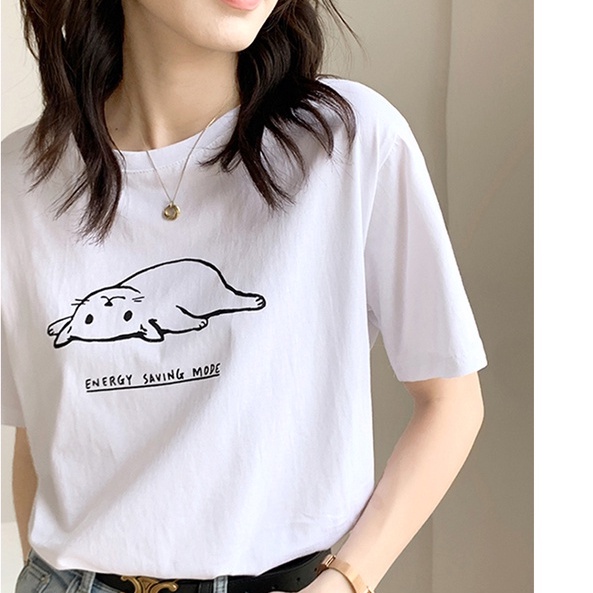 Áo Thun Đen Tay Ngắn Cổ Tròn Dáng Rộng Thời Trang Trẻ Trung 49212