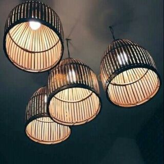 Chao đèn mây tre hình khum thưa