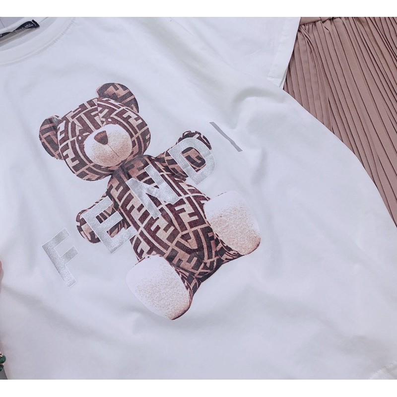 SNU158 - SET NỮ ÁO TRẮNG GẤU FF MIX CVAY DẬP LI NÂU | BigBuy360 - bigbuy360.vn