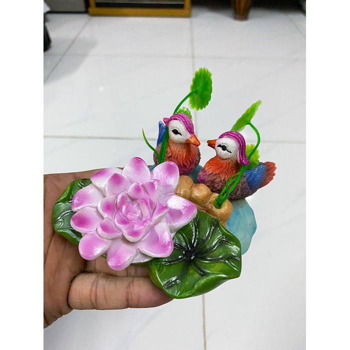 CẢNH BÔNG SEN TRANG TRÍ HỒ CÁ NON BỘ 11X9X6CM