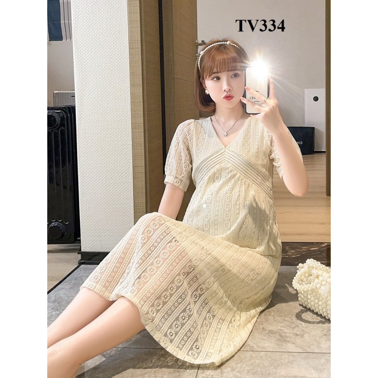Đầm ren bầu hàn quốc mặc đi làm đi chơi đi tiệc đi du lịch