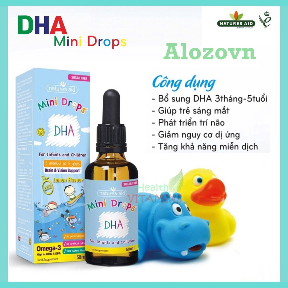 Dha dạng giọt Anh - DHA Drops Natures Aid 50ml cho bé từ 3 tháng đến 5 tuổi