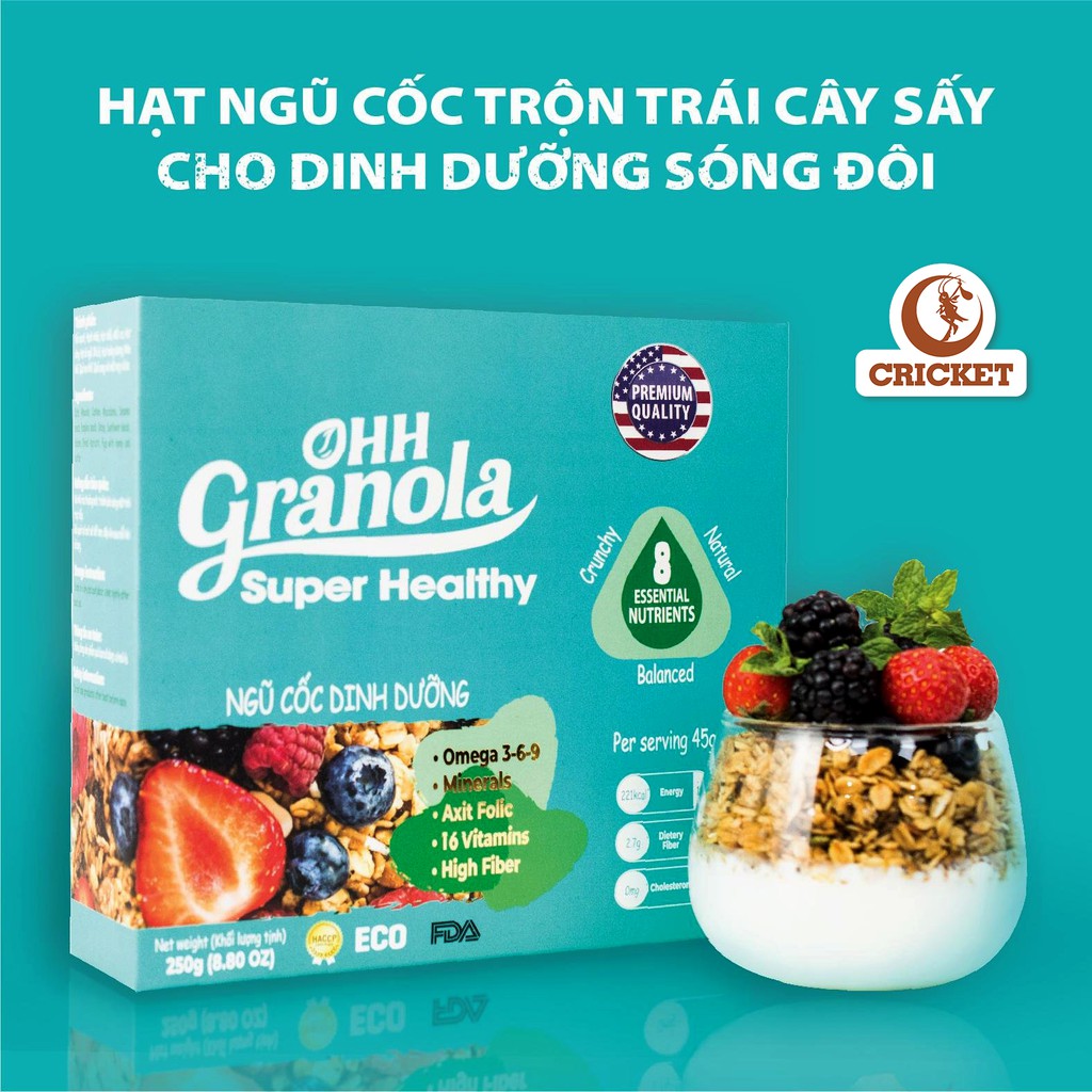 [ Super Healthy] Ngũ cốc trái cây Ohh Granola - Ngũ cốc dinh dưỡng cao cấp, hỗ trợ ăn kiêng.