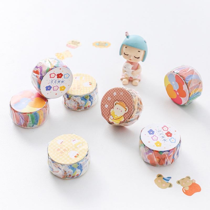 Cuộn 100 Miếng Dán Washi Infeel.Me Nhiều Màu Dễ Thương Trang Trí Sổ Tay DIY