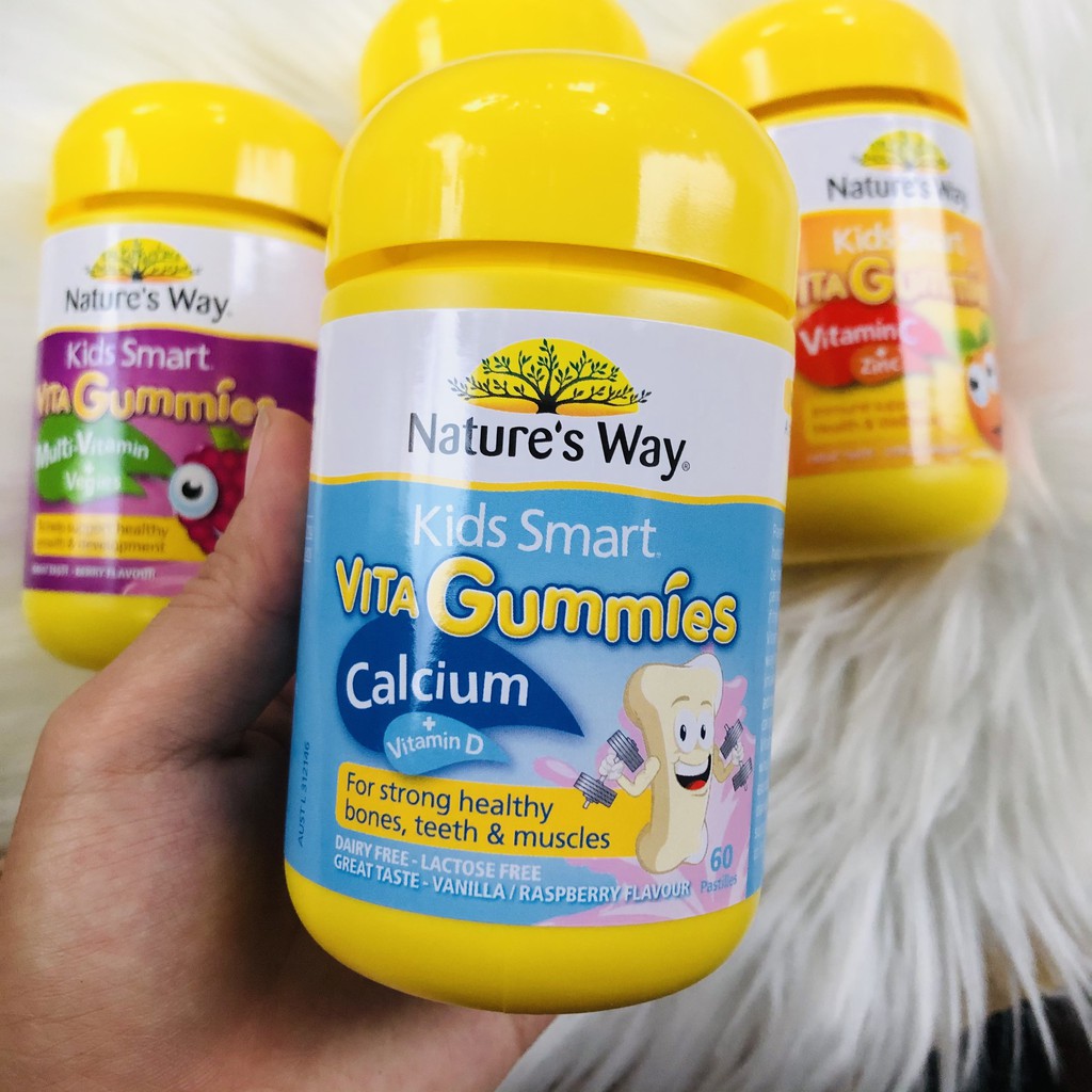 Kẹo Gummies Vitamin D & Calcium Nature's Way 60 viên (gôm canxi)