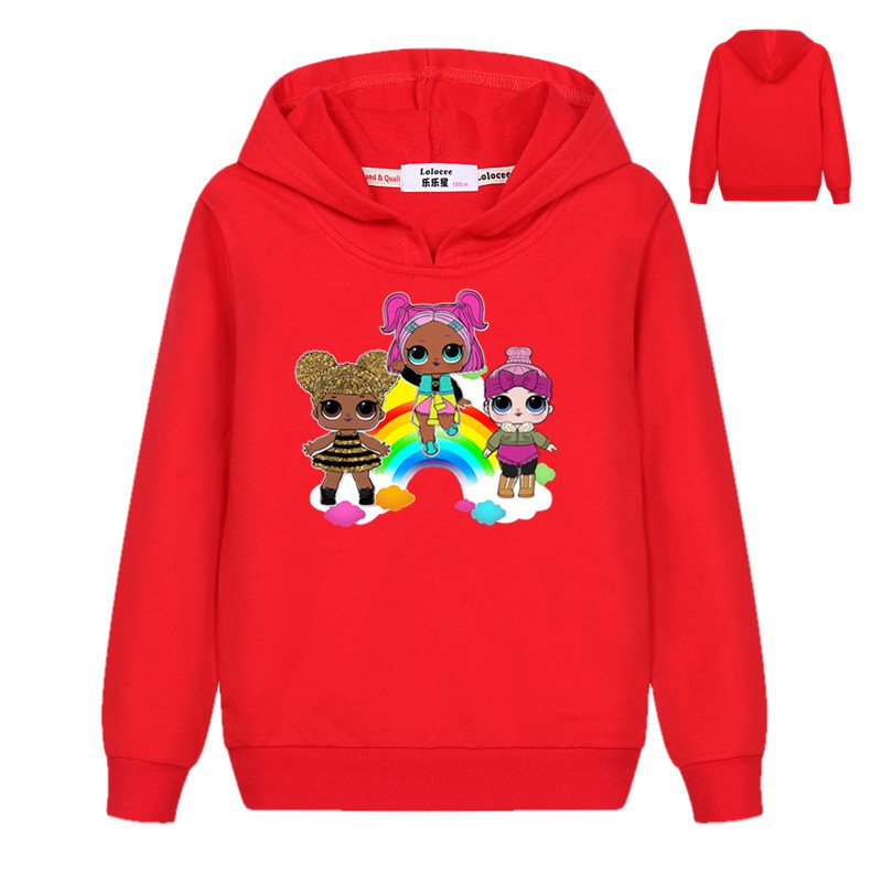 Áo Hoodie Tay Dài Hình Búp Bê Xinh Xắn Đáng Yêu Cho Bé Gái