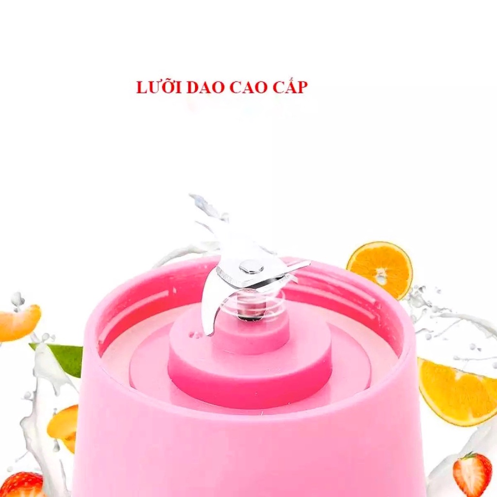 [300ml] Máy Xay Sinh Tố Mini 6 lưỡi dao, Máy Ép Trái Cây Cầm Tay Cao Cấp Honguo Sạc Pin