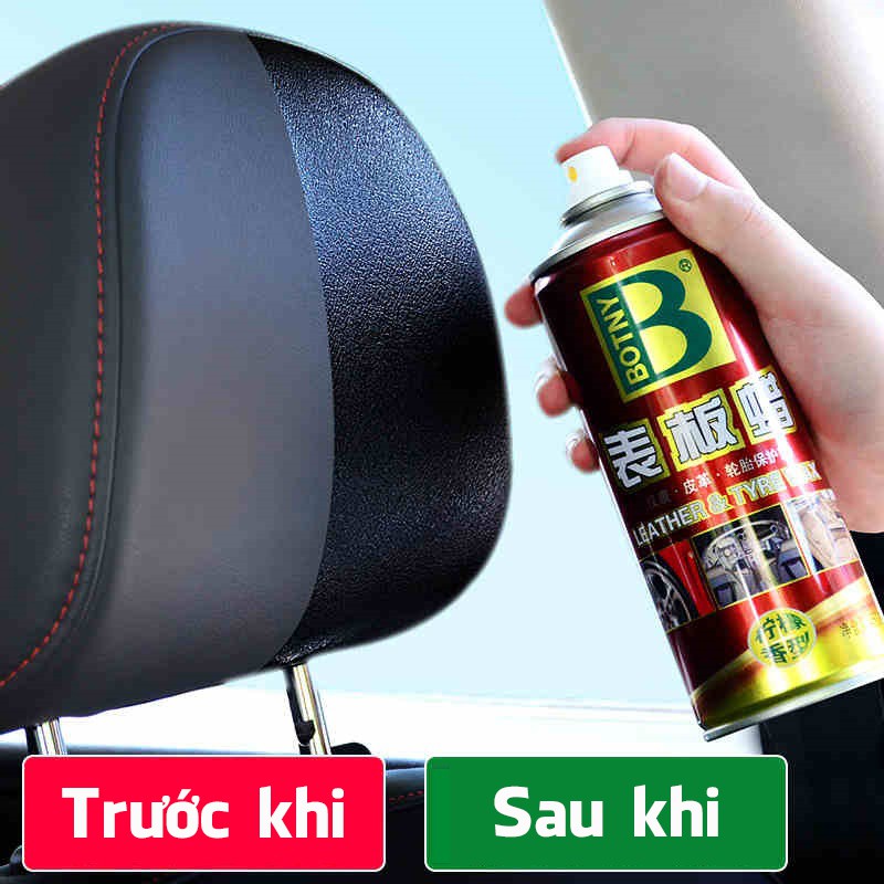 Chai xịt bóng nội thất ô tô, xe hơi đồ da Botny B-1192 dung tích 450ml