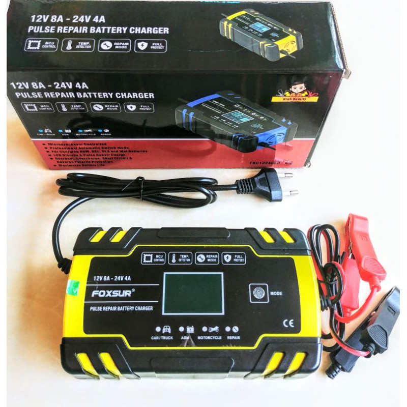 BỘ SẠC ẮC QUY FOXSUR TỪ 12V -24V 6AH 150AH SẠC ĐIỆN TỬ THÔNG MINH SẠC LOẠI TỐT NHẤT