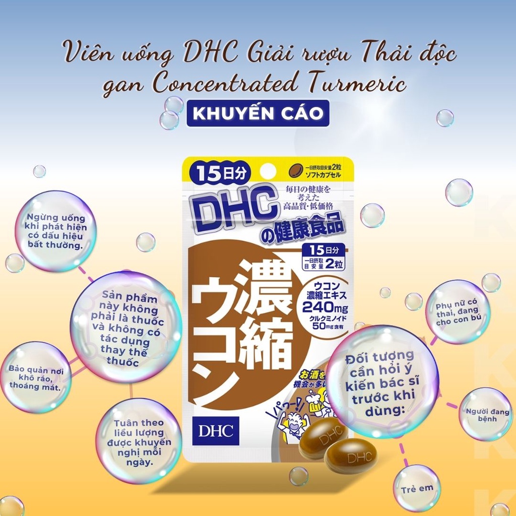 Viên Uống Giải Rượu Thải Độc Gan DHC Concentrated Turmeric Chiết Xuất Từ Nghệ - Khongcoson